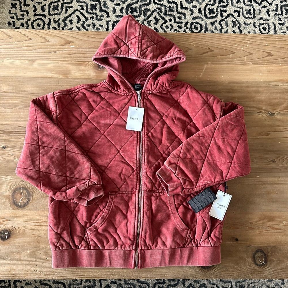 FOREVER 21 QUILTED ZIP UP JACKET BLOSSOM NEW WITH TAGS